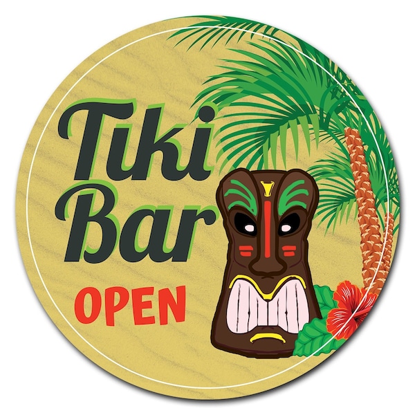 Tiki Bar Circle Corrugated Plastic Sign